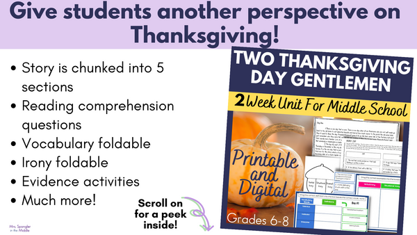 Thanksgiving Reading Activities Short Story By O. Henry  Printable and Digital