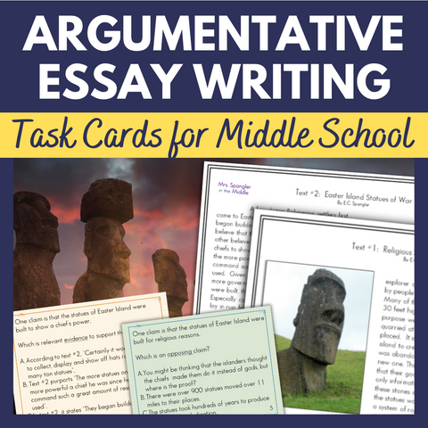 Argumentative Essay Writing Task Cards - Text-based!