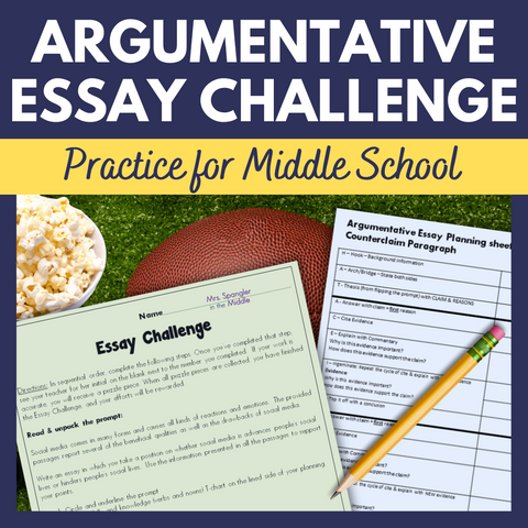 Argumentative Essay Writing Middle School Challenge Activity Printable