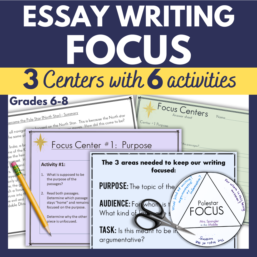 Essay Writing Focus Practice | Middle School Centers Stations