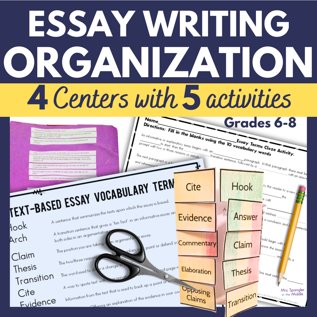 Essay Writing Organization Practice | Middle School Centers Stations
