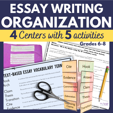 Essay Writing Organization Practice | Middle School Centers Stations