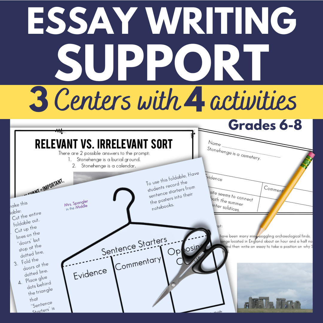 Essay Writing Support Practice | Middle School Centers Stations