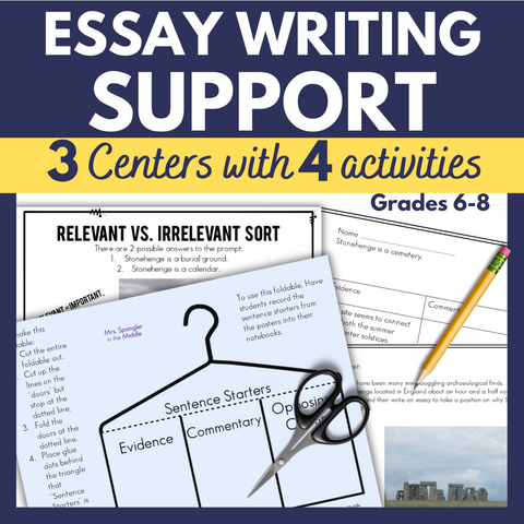 Essay Writing Support Practice | Middle School Centers Stations