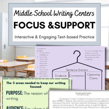 Writing Centers | Essay Practice Centers Stations BUNDLE | Middle School