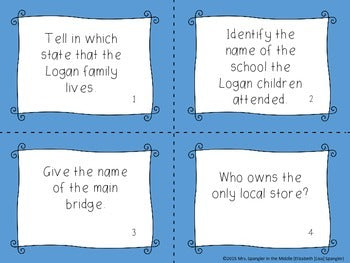 Roll of Thunder, Hear My Cry reading comprehension GAMES