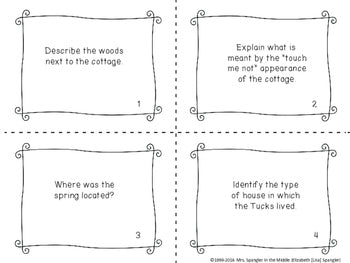 Tuck Everlasting reading comprehension GAMES ~ 4 in 1!