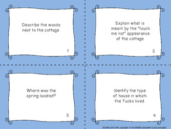 Tuck Everlasting reading comprehension GAMES ~ 4 in 1!