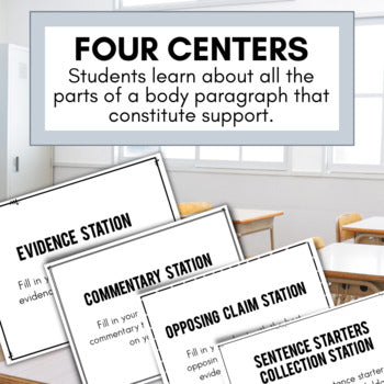 Essay Writing Support Practice | Middle School Centers Stations