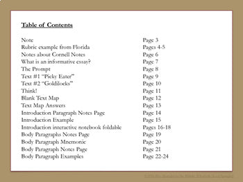 Informative Essay Writing with Texts Notes Interactive Notebook
