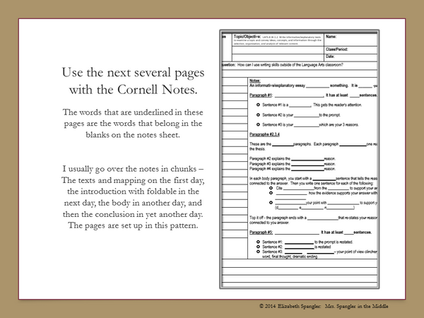Informative Essay Writing with Texts Notes Interactive Notebook