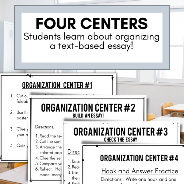 Essay Writing Organization Practice | Middle School Centers Stations