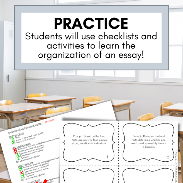 Essay Writing Organization Practice | Middle School Centers Stations