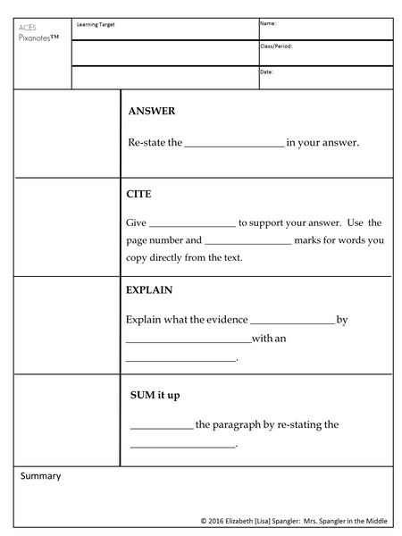 ACE Expository Writing Strategy Pixanotes® - great for SPED/ELL!