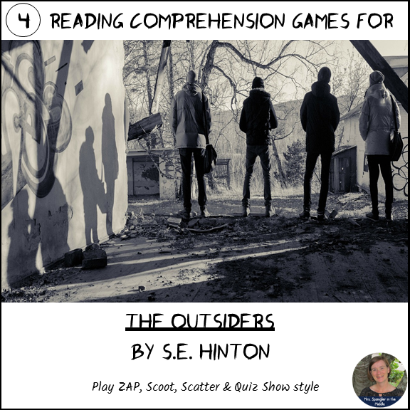 The Outsiders reading comprehension GAMES ~ 4 in 1!