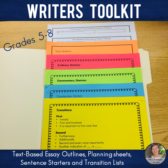 Writers' Toolkit: Text-Based Essay Outlines, Planning sheets, Sentence Starters