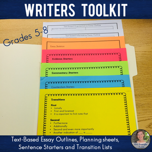 Writers' Toolkit: Text-Based Essay Outlines, Planning sheets, Sentence Starters
