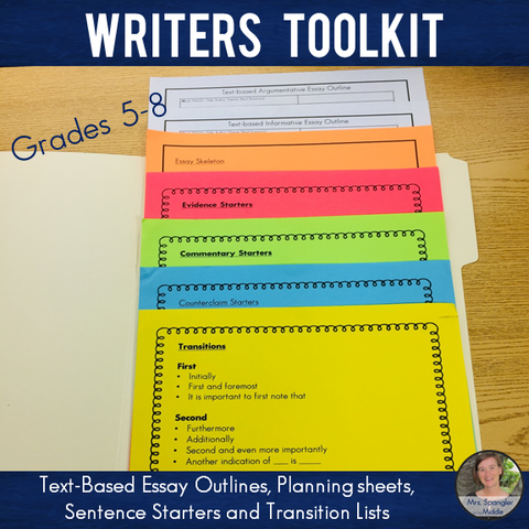 Writers' Toolkit: Text-Based Essay Outlines, Planning sheets, Sentence Starters