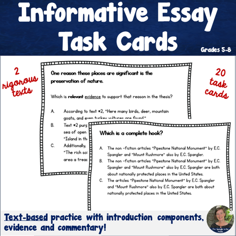 Informative Essay Task Cards - Text-based!