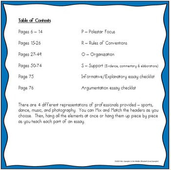 Parts of an Essay Anchor Chart and Flipbook