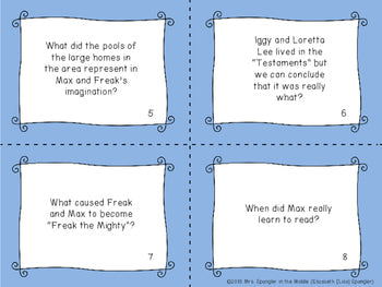 Freak the Mighty Reading Comprehension GAMES - 4 in all!