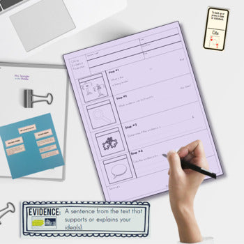 Citing Textual Evidence Printable Unit BUNDLE | Vocab Notes Practice Quiz